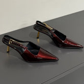 LEE SLINGBACK PUMPS 75 MM IN BURGUNDY RED PATENT CALFSKIN