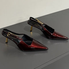 LEE SLINGBACK PUMPS 75 MM IN BURGUNDY RED PATENT CALFSKIN