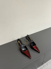 LEE SLINGBACK PUMPS 75 MM IN BURGUNDY RED PATENT CALFSKIN