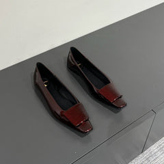 POPPY BALLET FLATS IN GARNET RED GLOSSY LAMBSKIN