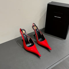 YSL HIGH SLINGBACK 25S IN RED GLOSSY LAMBSKIN