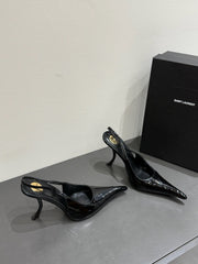 YSL HIGH SLINGBACK 25S IN BLACK GLOSSY LAMBSKIN
