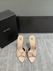 YSL HIGH HEEL 25S 100 MM IN BEIGE LAMBSKIN