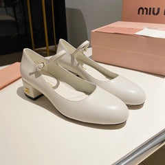 MARY JANE SHOES CLASSIC WHITE SHEEPSKIN