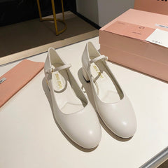 MARY JANE SHOES CLASSIC WHITE SHEEPSKIN