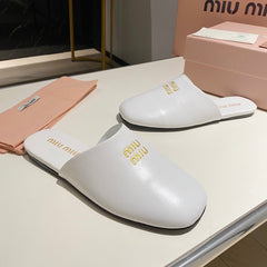 MULES SLIPPERS RETRO WHITE COWHIDE