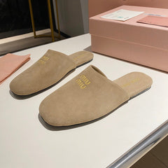 MULES SLIPPERS RETRO KHAKI COLOR SUEDE