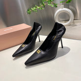 POINTED-TOE HIGH HEEL PUMPS IN BLACK SMOOTH LAMBSKIN