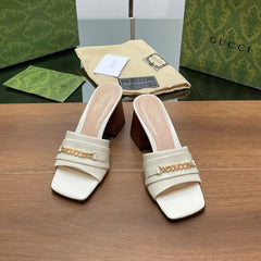 GG SIGNORIA SLIDE SANDAL WHITE DENIM