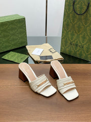 GG SIGNORIA SLIDE SANDAL WHITE DENIM