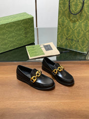 GG LOAFER SHOES IN BLACK CALFSKIN WITH GOLD HARDWARE