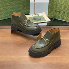 HORSEBIT ANKLE BOOTS 4.5CM IN ARMY GREEN CALFSKIN