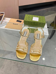 GG HIGH HEELS SANDALS 60 IN SHINY GOLD LAMBSKIN