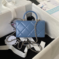 CHANEL 25S FLAP BAG 17 CM IN SLATE BLUE LAMBSKIN