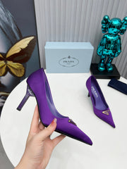 HIGH-HEEL PUMPS IN VIOLET SATIN