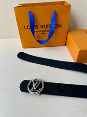 LV 25S BELT 40 MM IN BLACK CALFSKIN WITH SILVER HARDWARE 593263