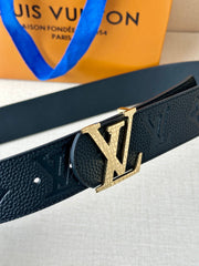 LV 25S BELT 40 MM IN BLACK CALFSKIN WITH GOLD HARDWARE 593265