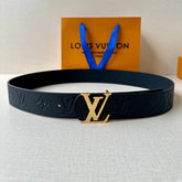 LV 25S BELT 40 MM IN BLACK CALFSKIN WITH GOLD HARDWARE 593265