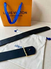 LV 25S BELT 40 MM IN BLACK CALFSKIN WITH GOLD HARDWARE 593266