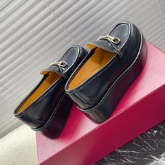 HORSEBIT PLATFORM LOAFER IN BLACK CALFSKIN
