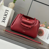 LOEWE 25S MADRID BAG 28 IN CHERRY RED CALFSKIN GOLD HARDWARE