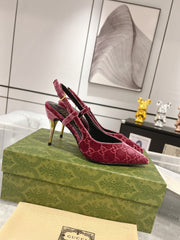 GG SLINGBACK HIGH HEEL PUMP MAGENTA VELVET