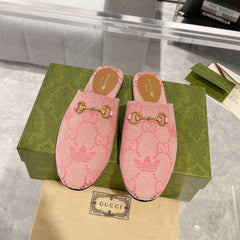 GG & ADIDAS MULE HORSEBIT BUCKLE LIGHT PINK CANVAS