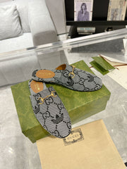 GG & ADIDAS MULE HORSEBIT BUCKLE LIGHT GRAY CANVAS