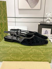 GG SLINGBACK FLATS BLACK VELVET