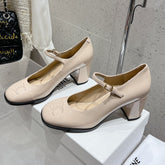 HIGH MARY JANE SHOES IN TAN BEIGE PATENT CALFSKIN