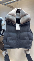 MAX MARA 25S VEST WITH RABBIT FUR COLLAR 057