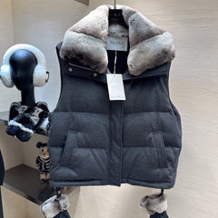 MAX MARA 25S VEST WITH RABBIT FUR COLLAR 057
