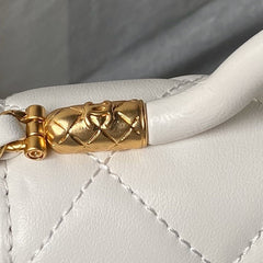 CHANEL 25S FLAP BAG 18 CM IN WHITE LAMBSKIN WITH TOP HANDLE
