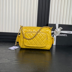 CAMERA BAG 24 IN MIMOSA YELLOW SHINY CALFSKIN GOLD CHAIN