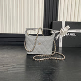 HOBO BAG 21 IN RHINO GRAY GRAINED CALFSKIN GOLD HARDWARE