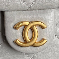 CRUISE DRAWSTRING BACKPACK 24 IN GREY LAMBSKIN GOLD-TONE METALLIC