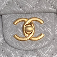 CHANEL 25S FLAP BAG 19 IN CHARCOAL GRAY CALFSKIN GOLD HARDWARE