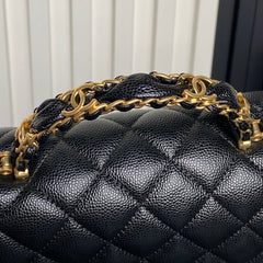 CHANEL 25S FLAP BAG 22 CM IN BLACK CAVIAR WITH GOLD HARDWARE