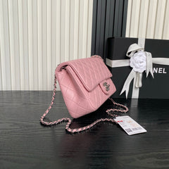 CHANEL 25S FLAP BAG 23 IN LIGHT PINK CALFSKIN SILVER HARDWARE