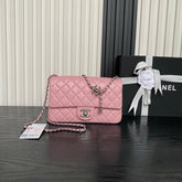 CHANEL 25S FLAP BAG 23 IN LIGHT PINK CALFSKIN SILVER HARDWARE