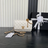 CHANEL 25S CHAIN WALLET 19 IN IVORY LAMBSKIN GOLD HARDWARE