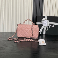 CHANEL 25S FLAP BAG 19 IN LIGHT PINK CALFSKIN SILVER HARDWARE