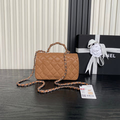 CHANEL 25S FLAP BAG 19 IN CARAMEL CALFSKIN SILVER HARDWARE