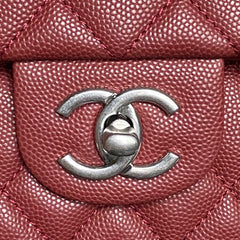 CHANEL 25S FLAP BAG 22 IN BURGUNDY CALFSKIN SILVER HARDWARE