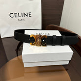 TRIOMPHE BELT 30MM IN BLACK CALFSKIN WITH GOLD BUCKLE