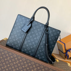 LV 25S SAC PLAT BAG 39 IN BLACK MONOGRAM ECLIPSE CANVAS