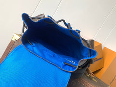 LV 25S CHRISTOPHER BACKPACK 48 IN BROWN AND PERSIAN BLUE CANVAS MONOGRAM