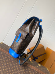 LV 25S CHRISTOPHER BACKPACK 48 IN BROWN AND PERSIAN BLUE CANVAS MONOGRAM