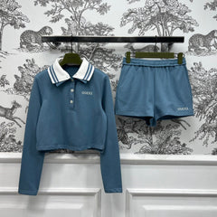 GUCCI 25S DOUBLE LAYER SWEATSHIRT SHORTS SET 262946