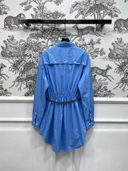 MIUMIU LONG SLEEVE SHIRT DRESS WITH COLLAR AND WAIST TIE 268852